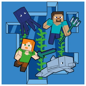 Набор для творчества Santi Картина по номерам Minecraft "Майнкрафт - Стив и Алекс в подводном мире" 25х25 см набор акриловых красок + 2 кисти (955475)