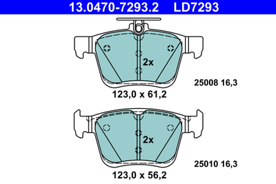 Комплект гальмівних колодок SKODA KAROQ, SEAT LEON, AUDI A3, ATE (13047072932)