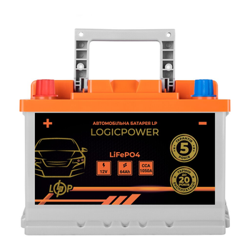 Автомобильный литиевый аккумулятор LogicPower LP LiFePO4 12V - 64 Ah (+ слева) 7000 циклов BMS 1050А (LP24766)