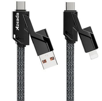 Кабель 4 в 1 Proda Azeada Armor PD-B96th Lightning 100W, Type-c USB to Type-C lightning 1,5 метри чорний
