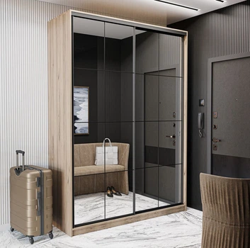 Шкаф купе двухдверный ALTO Black (120.1х45х240) Дуб крафт серый зеркала