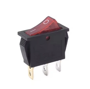Сетевой выключатель двухпозиционный KCD3 3pin 16А 250V Красный 30х13мм