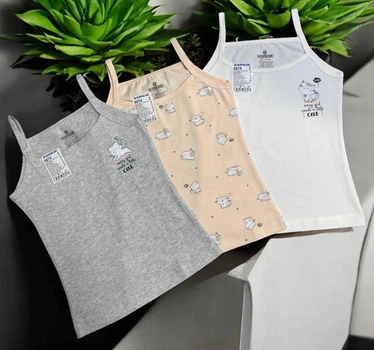 Набор 3 шт хлопковые детские майки для девочек Baykar р 3 122-128 см 5-6 лет арт 4874 Cat