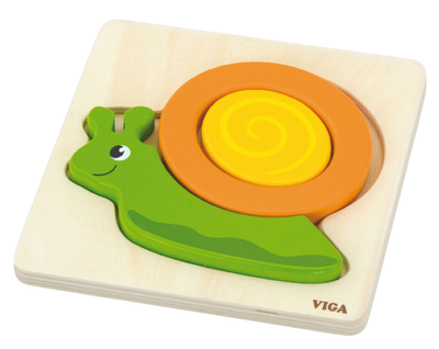 Drewniany mini puzzle Viga na podkładce Ślimak 59931 (6934510599317)
