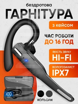 Гарнитура беспроводная Bluetooth наушник с микрофоном для водителя с шумоподавлением с кейсом мононаушник универсальный портативный с LED-дисплеем блютуз гарнитуры