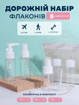 Дорожній набір силиконових ємностей для косметики флакони косметичка прозора на блискавці багаторазова для подорожей відрядження спортзалу будинку 3DTOYSLAMP
