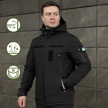 Куртка Pobedov Motive Soft Shell + Подарунок шеврон Прапор України чорна розмір 3XL