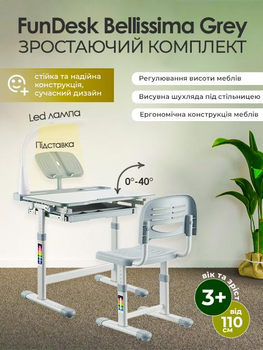 Детская парта со стульчиком FunDesk Bellissima Grey 