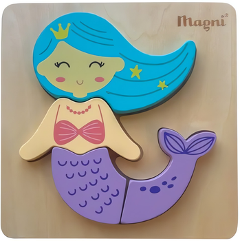 Drewniane puzzle Magni Syrenka 5 elementów (5707594038680)