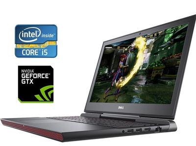 Игровой ноутбук Dell Inspiron 15 Gaming 7567 / 15.6" (1920x1080) TN / Intel Core i5-7300HQ (4 ядра по 2.5 - 3.5 GHz) / 8 GB DDR4 / 128 GB SSD M.2 + 1000 GB HDD / nVidia GeForce GTX 1050, 4 GB GDDR5, 128-bit / WebCam б/у