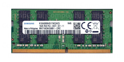 Оперативна пам'ять для ноутбука Samsung DDR4 16GB 2400MHz SO-DIMM 2Rx8 PC4-2400T Ref (M471A2K43BB1-CRC)