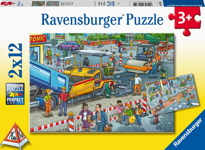 Puzzle Ravensburger Plac budowy drogowej 2x12 szt (10105635) (4005556056354)