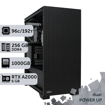 Двухпроцессорная рабочая станция PowerUp #381 AMD EPYC 7642 x2 / 256 GB / SSD 1TB / NVIDIA Quadro RTX A2000 6GB специализированная многопроцессорная вычислительная для разработки
