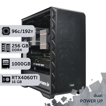 Двухпроцессорная рабочая станция PowerUp #400 AMD EPYC 7642 x2 / 256 GB / SSD 1TB / GeForce RTX 4060Ti 16GB специализированная многопроцессорная вычислительная для разработки