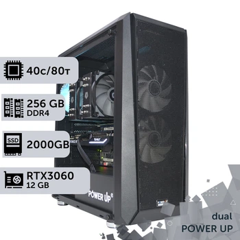 Двухпроцессорная рабочая станция PowerUp #367 Xeon E5 2673 v4 x2 / 256 GB / SSD 2TB / GeForce RTX 3060 12GB специализированная многопроцессорная вычислительная для разработки