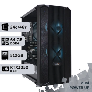 Двухпроцессорная рабочая станция PowerUp #313 Xeon E5 2690 v3 x2 / 64 GB / HDD 1 TB / SSD 512GB / GeForce RTX 3050 8GB специализированная многопроцессорная вычислительная для разработки