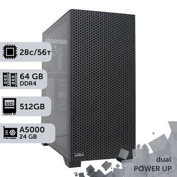 Двухпроцессорная рабочая станция PowerUp #230 Xeon E5 2680 v4 x2 / 64 GB / HDD 2 TB / SSD 512GB / NVIDIA Quadro RTX A5000 24GB специализированная многопроцессорная вычислительная для разработки