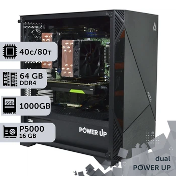 Двухпроцессорная рабочая станция PowerUp #447 Xeon E5 2673 v4 x2 / 64 GB / SSD 1TB / NVIDIA Quadro P5000 16GB специализированная многопроцессорная вычислительная для разработки