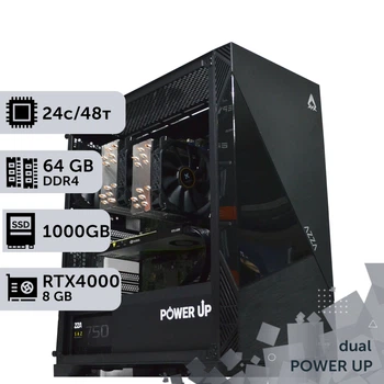 Двопроцесорна робоча станція PowerUp #461 Xeon E5 2690 v3 x2 / 64 GB / HDD 2 TB / SSD 1TB / NVIDIA Quadro RTX4000 8GB спеціалізована багатопроцесорна обчислювальна для розробки