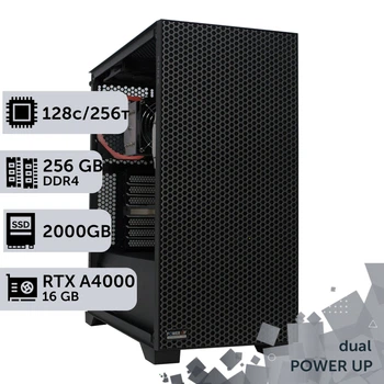 Двухпроцессорная рабочая станция PowerUp #385 AMD EPYC 7702 x2 / 256 GB / SSD 2TB / NVIDIA Quadro RTX A4000 16GB специализированная многопроцессорная вычислительная для разработки