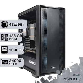Двухпроцессорная рабочая станция PowerUp #432 AMD EPYC 7F72 x2 / 128 GB / SSD 1TB / NVIDIA Quadro RTX A4000 16GB специализированная многопроцессорная вычислительная для разработки