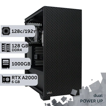 Двопроцесорна робоча станція PowerUp #382 AMD EPYC 7702 x2 / 128 GB / SSD 1TB / NVIDIA Quadro RTX A2000 6GB спеціалізована багатопроцесорна обчислювальна для розробки