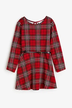 Красное платье в клетку с ремнем для девочки H&M 110-116см (4-6Y)