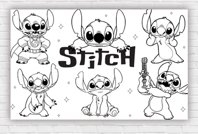Бумажный плакат - раскраска "Стич. Stitch. Лило и Стич" 120х75см
