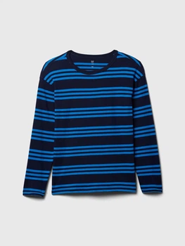 Футболка для мальчиков с длинным рукавом GAP Kids XS, 4-5 лет, 102-114 см, Navy Stripe (Черная, синяя в полоску) 500127825260