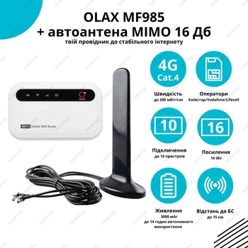 Автомобильный 4G комплект роутер Olax 985 + антенна 16 дБ