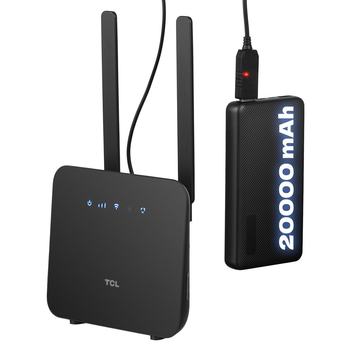 TCL Маршрутизатор LINKHUB (HH42CV2) LTE, Wi-Fi4, 1xFE LAN/WAN, 1xFE LAN, 2xSMA, Чорний + Power Bank 20000мА