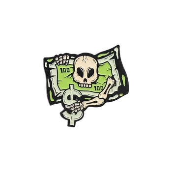 Значок, пін на одяг, рюкзак серія «Скелет, череп, гроші» PIN-0240