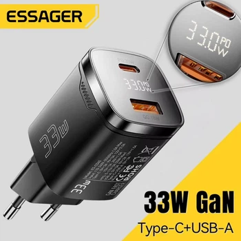 Сетевое зарядное устройство Essager 33W ES-CD45 GAN Display черное