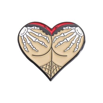 Значок, пін на одяг, рюкзак серія «Серце, скелет» PIN-0252