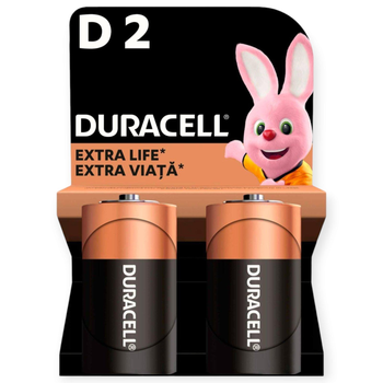 Батарейка щелочная DURACELL Alkaline LR20 D UM1 Blister 2шт
