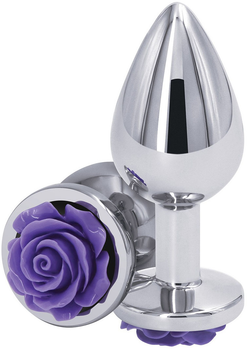 Анальная пробка NS Novelties Rose Buttplug M 7.5х3.5 см Серебристая с фиолетовым (657447103636)