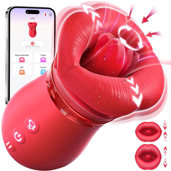 Вібратор для стимуляції клітора I’MCUM Hot Lips Vibe 3 режими лизання 10 режимів вібрації Керування через застосунок (7970379617737)
