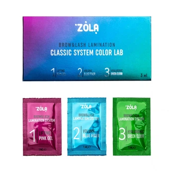 Набор составов для ламинирования бровей и ресниц ZOLA Brow&Lash Lamination Classic System Color Lab 01. 02. 03 3 шт по 1 мл