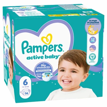 Подгузники Pampers Active Baby Размер 6 (Extra Large) 13-18 кг 56 шт (8001090950130)