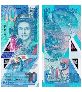 Банкнота Карибські острови 10 доларів 2019 рік полімерна UNC