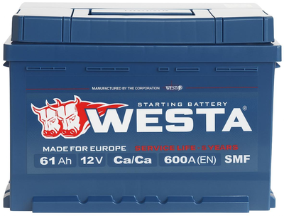 Автомобильный аккумулятор WESTA 61 Ah / 600 A Premium R Правый плюс (242x175x175) WPR610