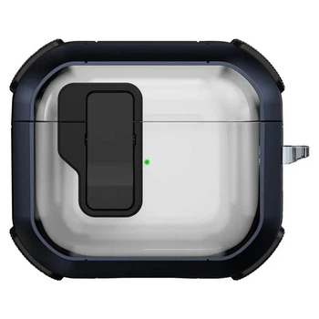Протиударний захисний чохол Locking Button кейс для навушників Airpods 4 Blue