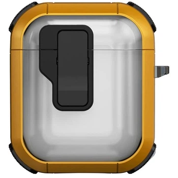 Протиударний захисний чохол Locking Button кейс для навушників Airpods 1/ Airpods 2 Yellow