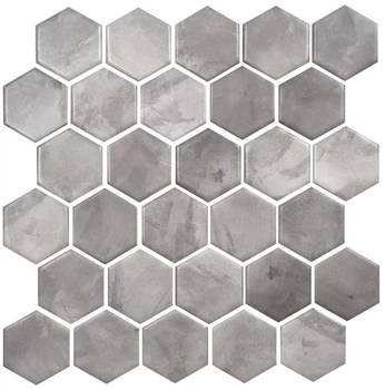 Мозаика керамическая Котто керамика HEXAGON HP 6007 Мат 295х295 мм серая с принтом для раковины стен