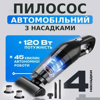 Автомобільний акумуляторний пилосос із 4 насадками Набір із 2 фільтрами Бездротовий пилосос для прибирання авто