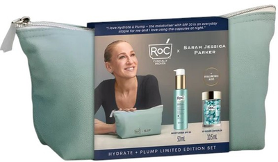 Zestaw do pielęgnacji twarzy RoC Sarah Jessica Parker Hydrate + Plump Limited Edition Krem z SPF 30 50 ml + Serum w kapsułkach 30 szt + Kosmetyczka (1210000800923)