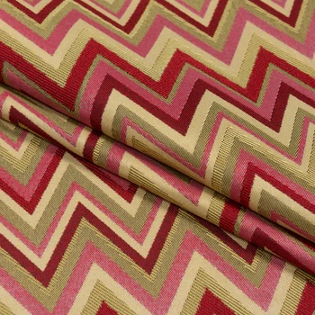 Ткань жаккард Остро зиг-заг красный, горох, горчица (176г/м.кв280см пог.м) 149030
