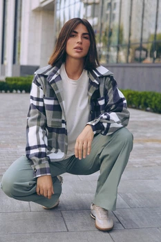 Тепла картата сорочка з турецького флісу оливка XXL-3XL
