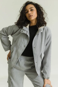 Серая вельветовая куртка XXL-3XL