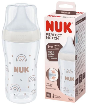 Пляшечка для годування Nuk Perfect Match 3+ м прозора 260 мл (4008600434245)